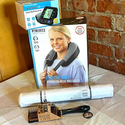Lot 228 Group Health Safety & Beauty Items Blood Pressure Bath Matt & Massager