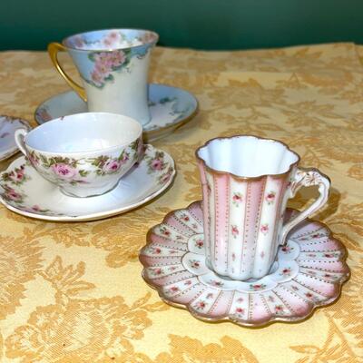 Lot 244 Fine Bone China 4 Teacups & Saucers Demitasse Haviland
