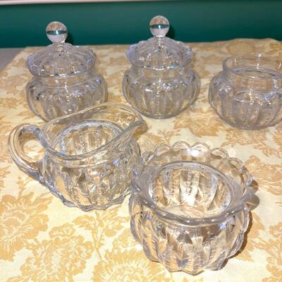Lot 251 EAPG Early American Pattern Glass 7pc Creamer Covered Sugars 7 pcs