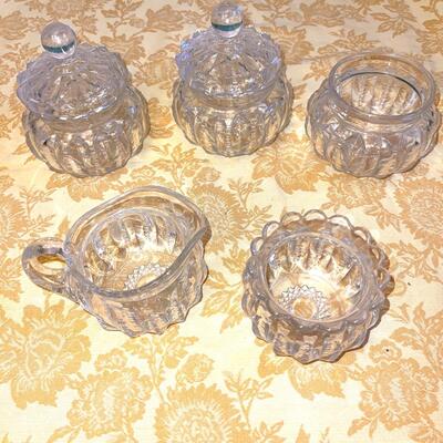 Lot 251 EAPG Early American Pattern Glass 7pc Creamer Covered Sugars 7 pcs