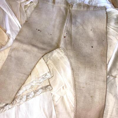 Lot 253 Lot Antique Baby Cloths  Dresses Slips Jackets Pants 5 Pair Leather Button Shoes