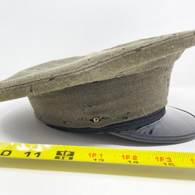 WW2 MARINE CORPS GREEN WOOL HAT - SIZE 6 7/8