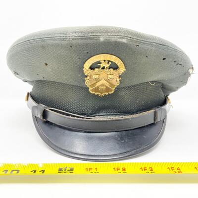 WW2 MARINE CORPS HAT W/ UNIQUE WENTWORTH MILITARY ACADEMY PIN