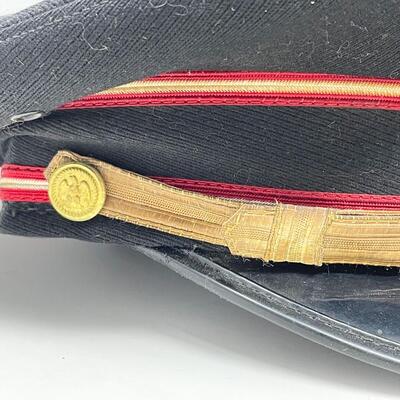 BLACK WOOL MILITARY CAP W/ UNIQUE WENTWORTH MILITARY ACADEMY PIN