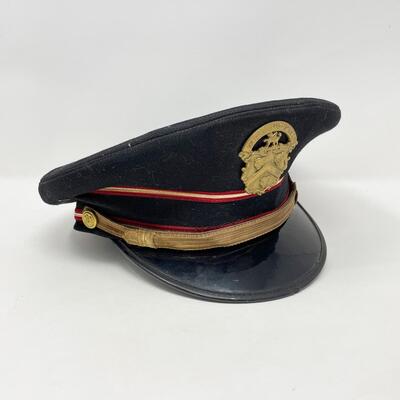 BLACK WOOL MILITARY CAP W/ UNIQUE WENTWORTH MILITARY ACADEMY PIN