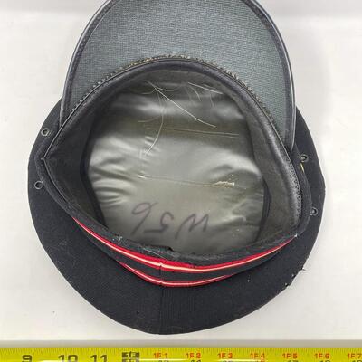 BLACK WOOL MILITARY CAP W/ UNIQUE WENTWORTH MILITARY ACADEMY PIN