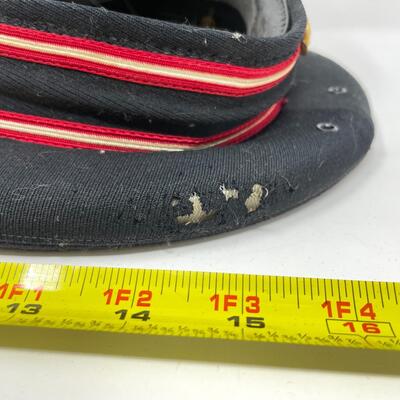 BLACK WOOL MILITARY CAP W/ UNIQUE WENTWORTH MILITARY ACADEMY PIN