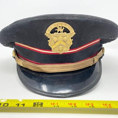 BLACK WOOL MILITARY CAP W/ UNIQUE WENTWORTH MILITARY ACADEMY PIN