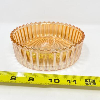 VINTAGE 5.5â€ PINK/PEACH DEPRESSION GLASS DISH