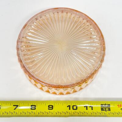VINTAGE 5.5â€ PINK/PEACH DEPRESSION GLASS DISH