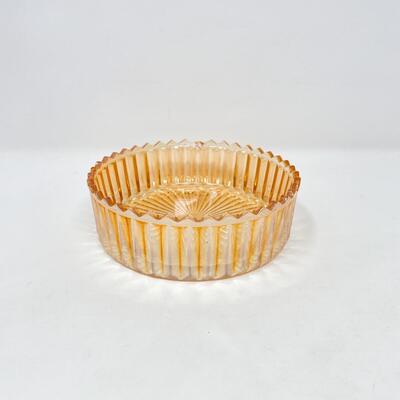 VINTAGE 5.5â€ PINK/PEACH DEPRESSION GLASS DISH