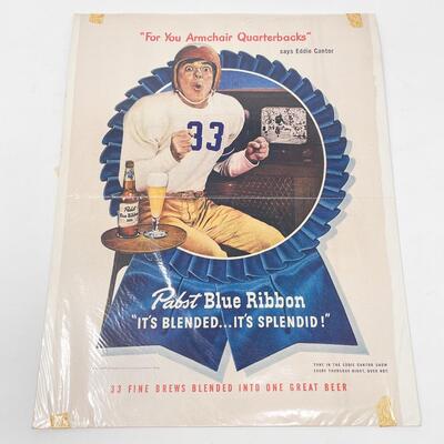 1947 PABST BLUE RIBBON BEER LIFE MAGAZINE ADVERTISEMENT - EDDIE CANTOR QUARTERBACK