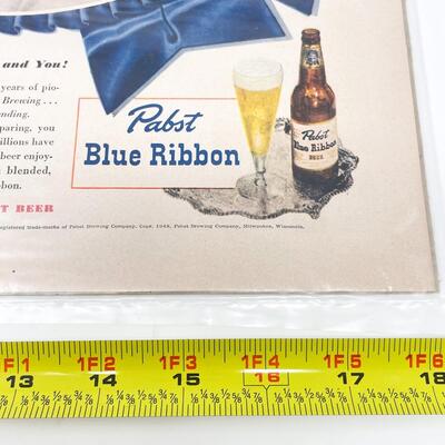 1948 PABST BLUE RIBBON BEER ADVERTISEMENT- GREGORY PECK