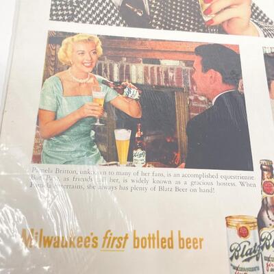 VINTAGE MILWAUKEE BLATZ BEER ADVERTISEMENT - PAULA BRITTON