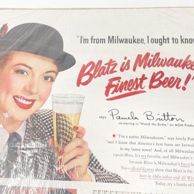 VINTAGE MILWAUKEE BLATZ BEER ADVERTISEMENT - PAULA BRITTON