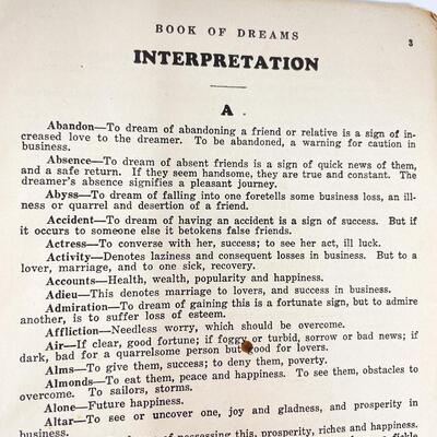 VINTAGE â€œBOOK OF DREAMSâ€ PAMPHLET - INTERPRET YOUR DREAMS!
