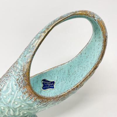 VINTAGE CALIFORNIA ORIGINALS POTTERY TURQUOISE & GOLD PLANTER / BOWL DECOR