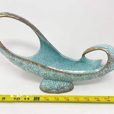 VINTAGE CALIFORNIA ORIGINALS POTTERY TURQUOISE & GOLD PLANTER / BOWL DECOR