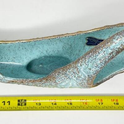VINTAGE CALIFORNIA ORIGINALS POTTERY TURQUOISE & GOLD PLANTER / BOWL DECOR