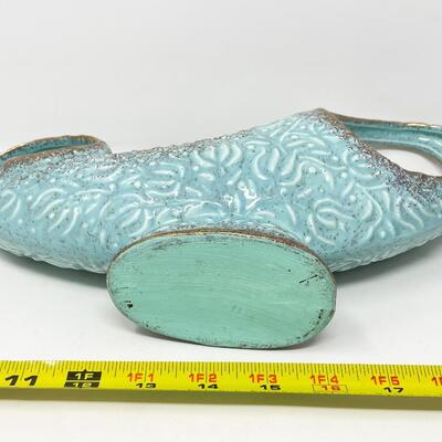 VINTAGE CALIFORNIA ORIGINALS POTTERY TURQUOISE & GOLD PLANTER / BOWL DECOR