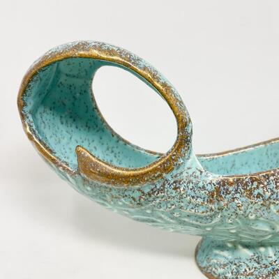 VINTAGE CALIFORNIA ORIGINALS POTTERY TURQUOISE & GOLD PLANTER / BOWL DECOR