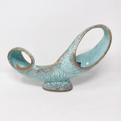 VINTAGE CALIFORNIA ORIGINALS POTTERY TURQUOISE & GOLD PLANTER / BOWL DECOR