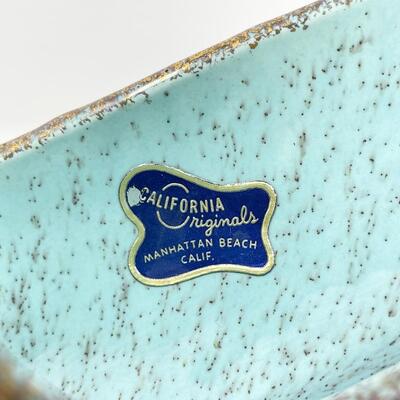 VINTAGE CALIFORNIA ORIGINALS POTTERY TURQUOISE & GOLD PLANTER / BOWL DECOR