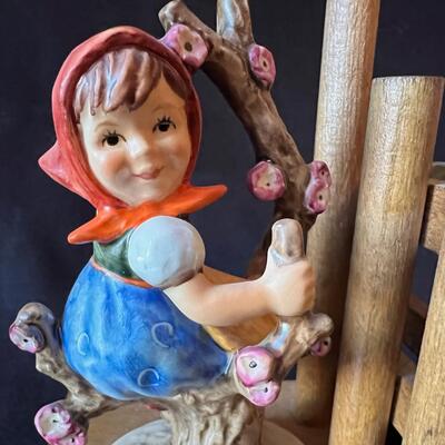 Vintage Hummel Bookends - Apple Tree Girl and Boy on Wood Base