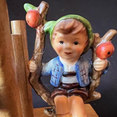 Vintage Hummel Bookends - Apple Tree Girl and Boy on Wood Base