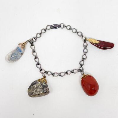 STERLING SILVER & STONE BRACELET