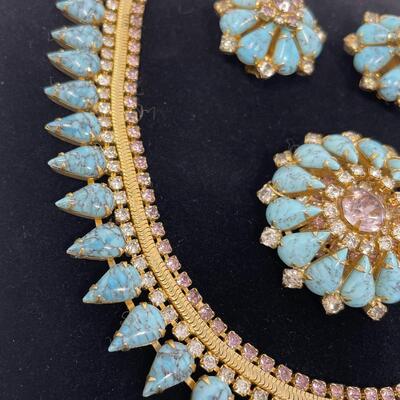 VINTAGE HOBÃ‰ TURQUOISE & GOLD JEWELRY - 4 PC SET