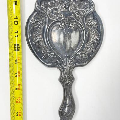 ANTIQUE SILVER HANDHELD MIRROR