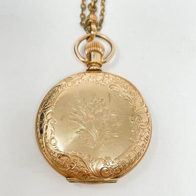 VINTAGE ELGIN GOLD TONED POCKET WATCH - MONOGRAMMED