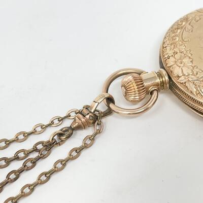 VINTAGE ELGIN GOLD TONED POCKET WATCH - MONOGRAMMED