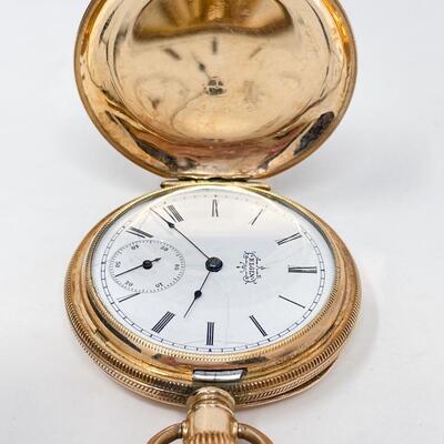 VINTAGE ELGIN GOLD TONED POCKET WATCH - MONOGRAMMED