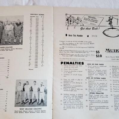 1949 Columbia High School vs West Orange Football Game Program