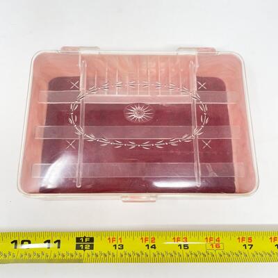VINTAGE HOMMER PINK MARBLED PLASTIC SEWING BOX