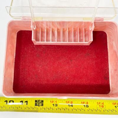 VINTAGE HOMMER PINK MARBLED PLASTIC SEWING BOX