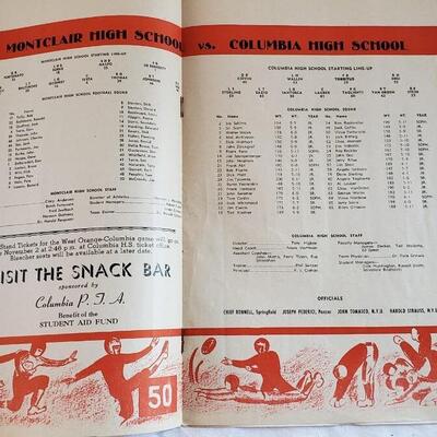 1949 Columbia High School vs Montclair Football Game Program