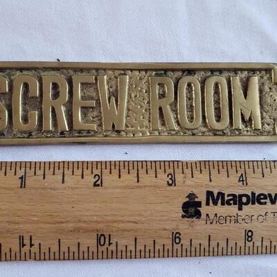 Small brass sign  "screw room"