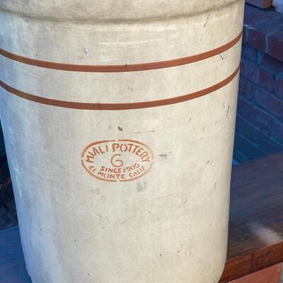 Lot 269 Vintage Crock Miali Pottery 6 Gallons El Monte CA, Since 1906