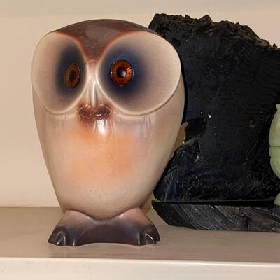 Lot 270 Owls Group Large Ceramic by Roselane Hallmark Candle Green Avon Votive
