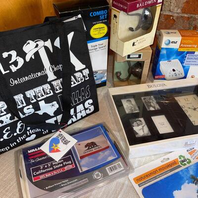 Lot 289 Misc Group New & Box Bulova Clock Answer Machine Cloths Hooks Space Bags + More