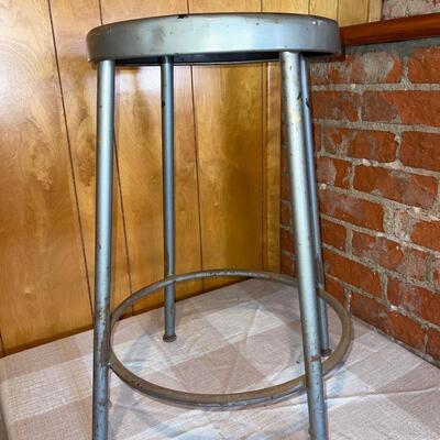 Lot 293 Metal Shop Stool w/Wood Top 13" Seat x 25" tall
