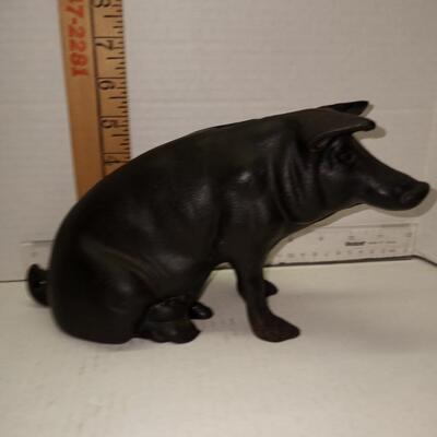 Rare Vintage 19th Century American Black Cast Iron Piggy Bank