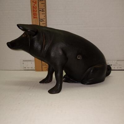 Rare Vintage 19th Century American Black Cast Iron Piggy Bank
