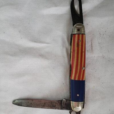 VINTAGE REMINGTON USA STARS STRIPES BOY SCOUT FLAG R3335 POCKET KNIFE