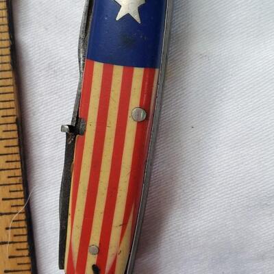 VINTAGE REMINGTON USA STARS STRIPES BOY SCOUT FLAG R3335 POCKET KNIFE