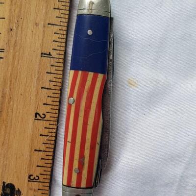 VINTAGE REMINGTON USA STARS STRIPES BOY SCOUT FLAG R3335 POCKET KNIFE