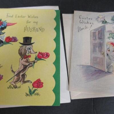 Lot of Vintage Easter Items, Unused Cards, Basket, Cotton Chicks